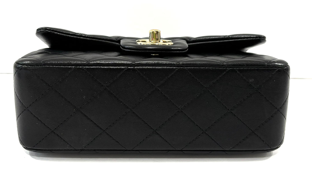 CHANEL LAMBSKIN QUILTED MINI TOP HANDLE FLAP BAG