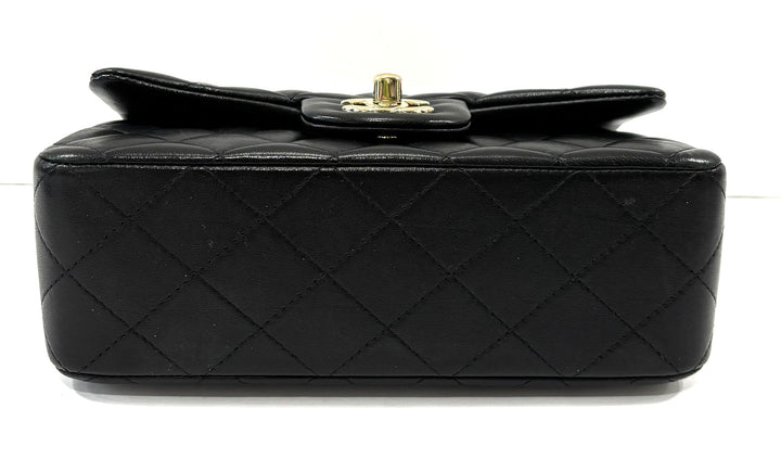 CHANEL LAMBSKIN QUILTED MINI TOP HANDLE FLAP BAG