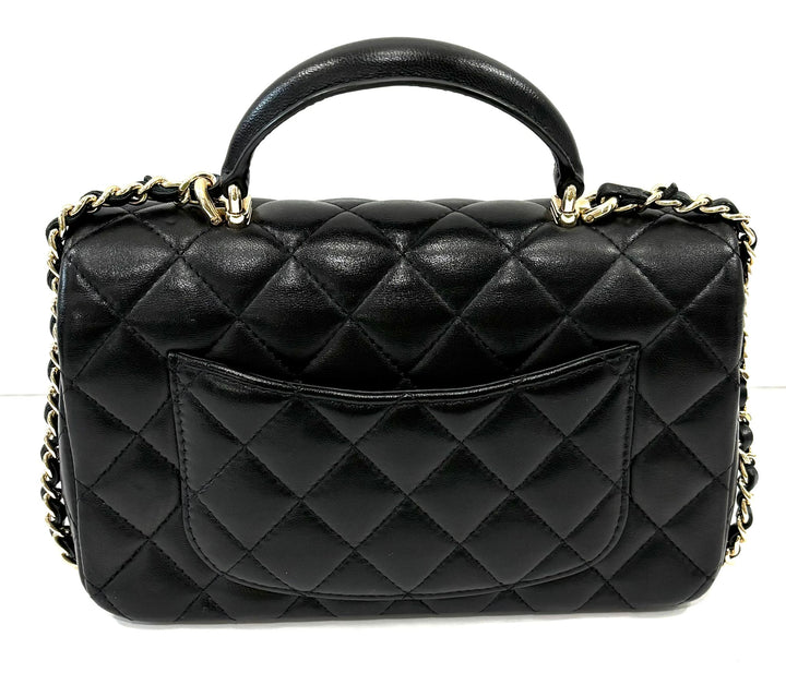 CHANEL LAMBSKIN QUILTED MINI TOP HANDLE FLAP BAG