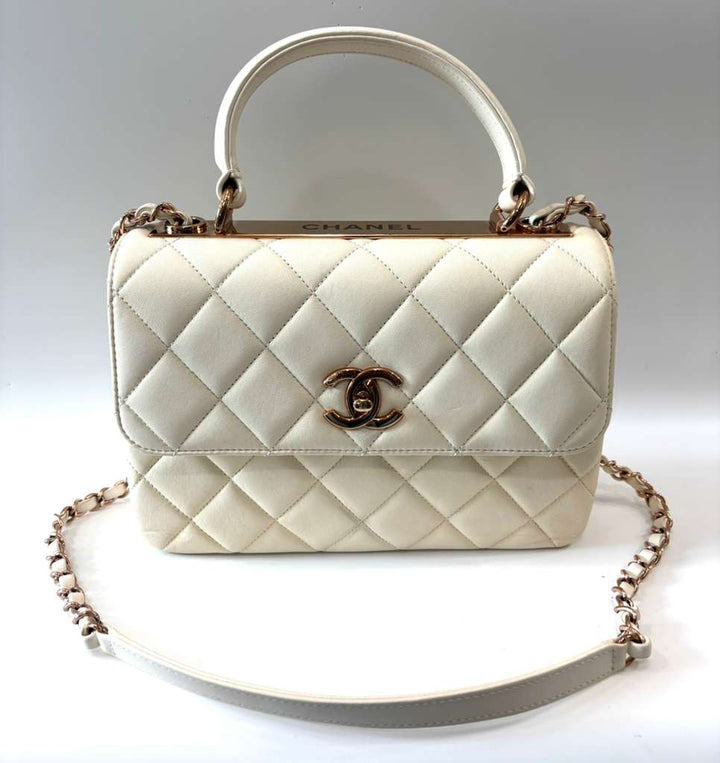 CHANEL LAMBSKIN LEATHER SMALL TRENDY CC TOP HANDLE BAG