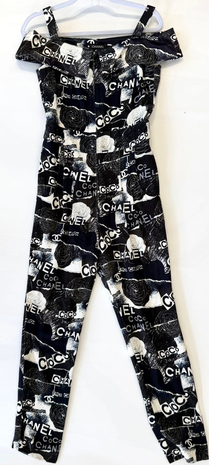 CHANEL CC LOGO CAMELLIA PRINTED JUMPSUIT