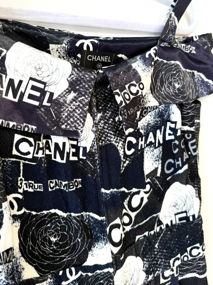 CHANEL CC LOGO CAMELLIA PRINTED JUMPSUIT
