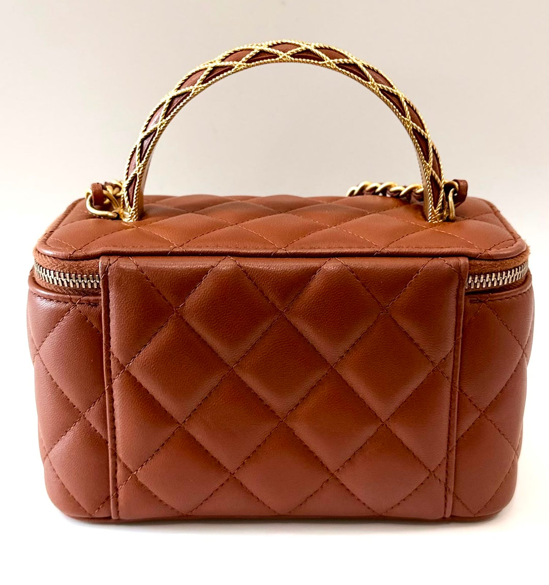 CHANEL LAMBSKIN QUILTED SMALL TOP-HANDLE CHAIN VANITY BAG