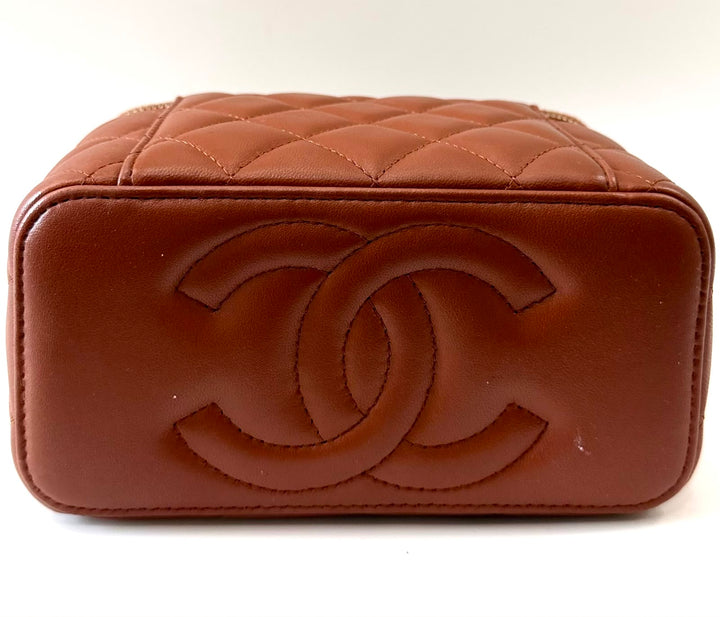CHANEL LAMBSKIN QUILTED SMALL TOP-HANDLE CHAIN VANITY BAG