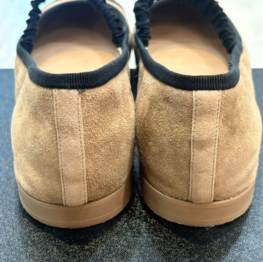CHANEL GROSGRAIN SUEDE GOATSKIN MARY JANE BALLET FLATS