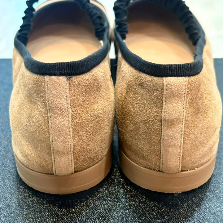 CHANEL GROSGRAIN SUEDE GOATSKIN MARY JANE BALLET FLATS