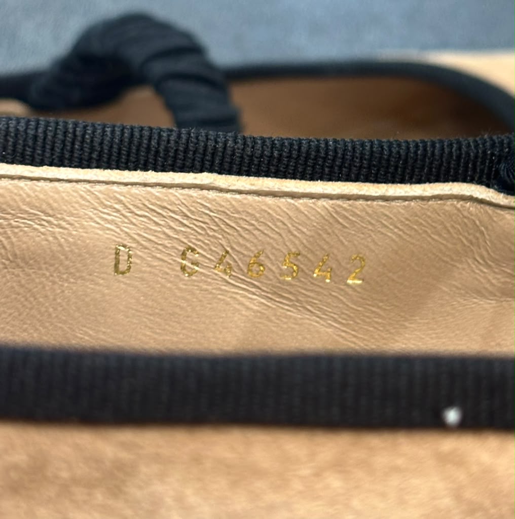 CHANEL GROSGRAIN SUEDE GOATSKIN MARY JANE BALLET FLATS