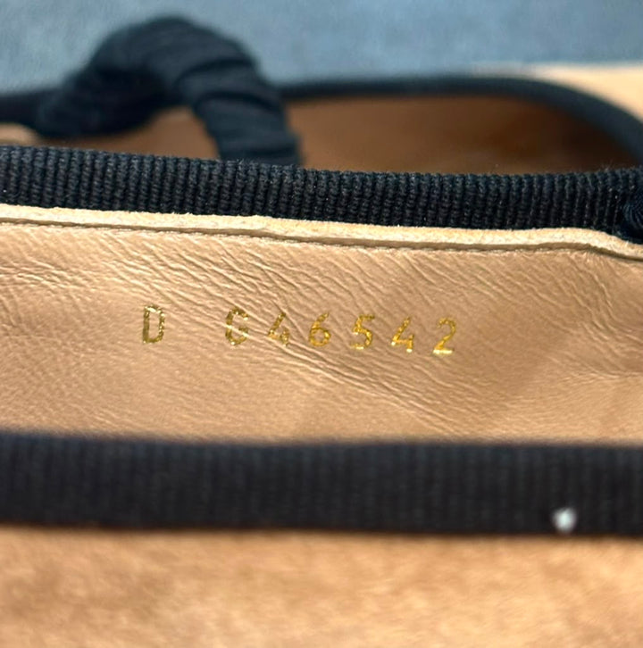 CHANEL GROSGRAIN SUEDE GOATSKIN MARY JANE BALLET FLATS