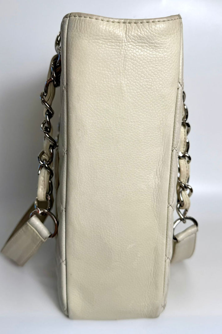 CHANEL COCO MARK QUILTED LAMBSKIN CHAIN TOTE BAG