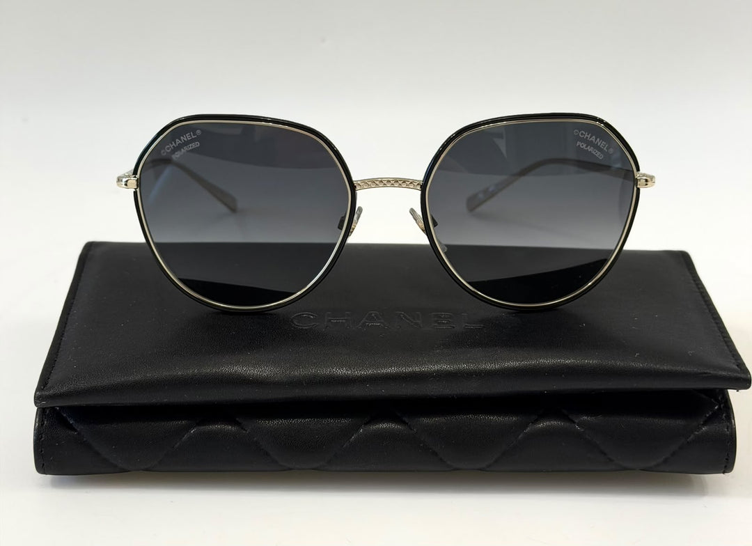 CHANEL METAL POLARIZED ROUND SUNGLASSES