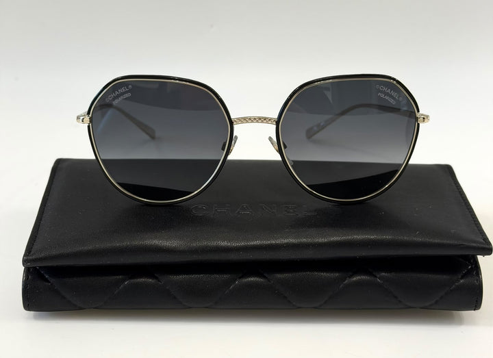 CHANEL METAL POLARIZED ROUND SUNGLASSES
