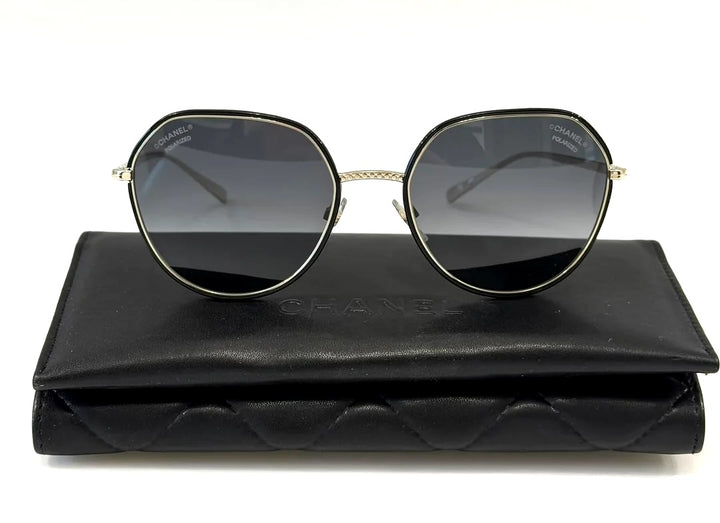 CHANEL METAL POLARIZED ROUND SUNGLASSES