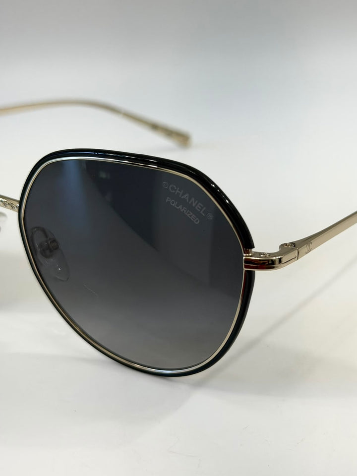 CHANEL METAL POLARIZED ROUND SUNGLASSES