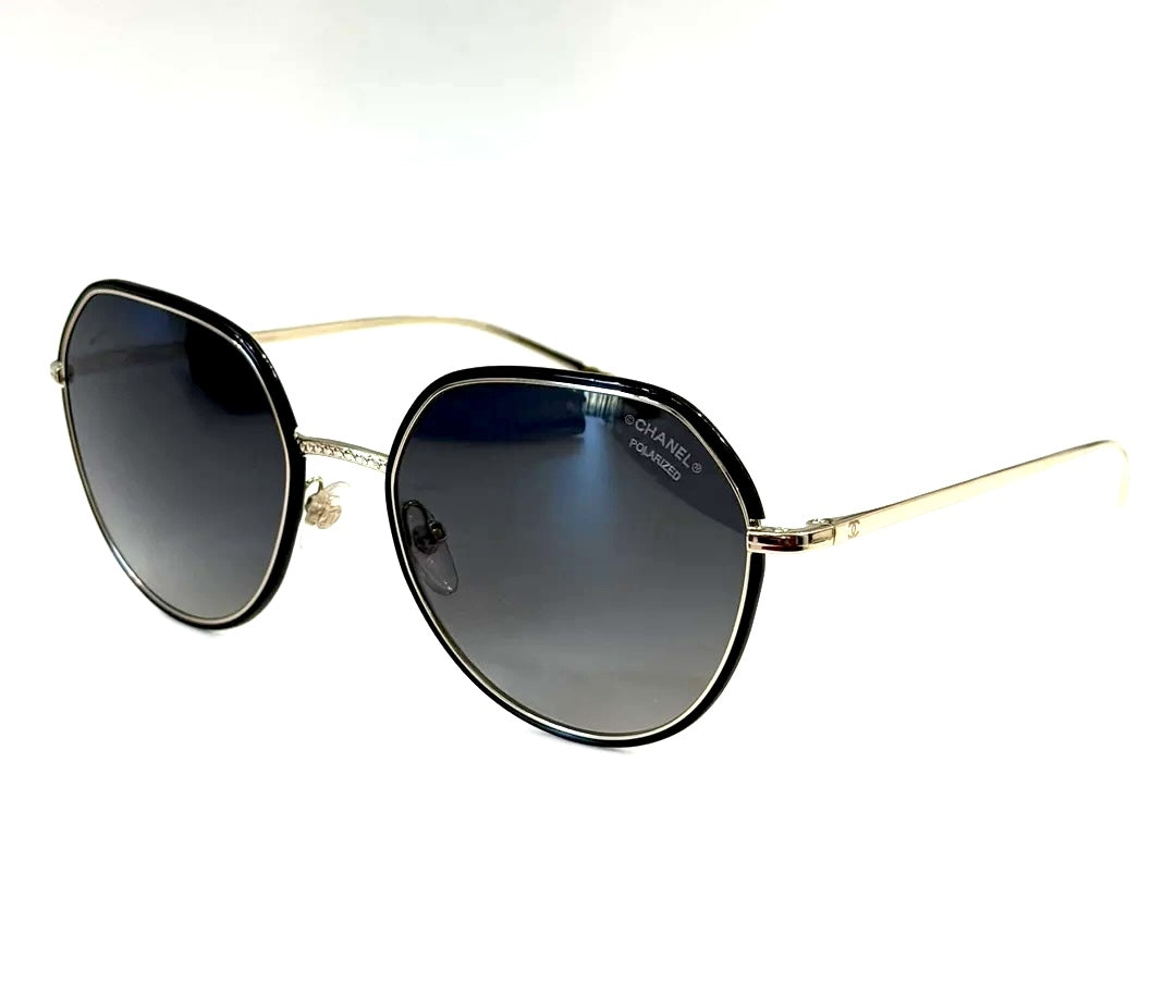 CHANEL METAL POLARIZED ROUND SUNGLASSES