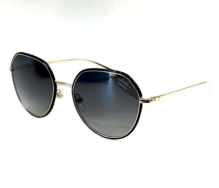 CHANEL METAL POLARIZED ROUND SUNGLASSES