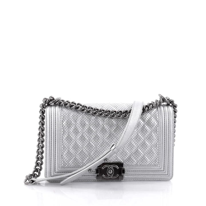 CHANEL PERFORATED QUILTED LEATHER NEW MEDIUM BOY BAG