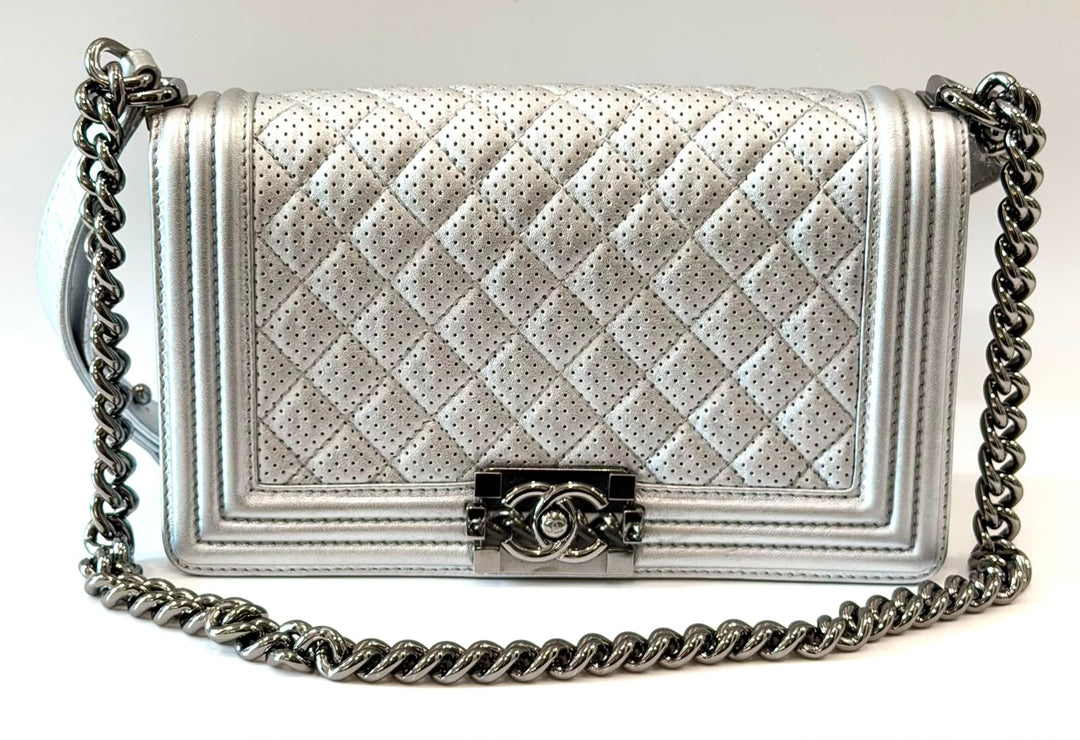 CHANEL PERFORATED QUILTED LEATHER NEW MEDIUM BOY BAG