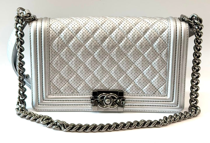 CHANEL PERFORATED QUILTED LEATHER NEW MEDIUM BOY BAG
