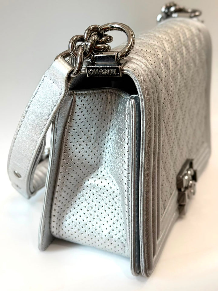 CHANEL PERFORATED QUILTED LEATHER NEW MEDIUM BOY BAG