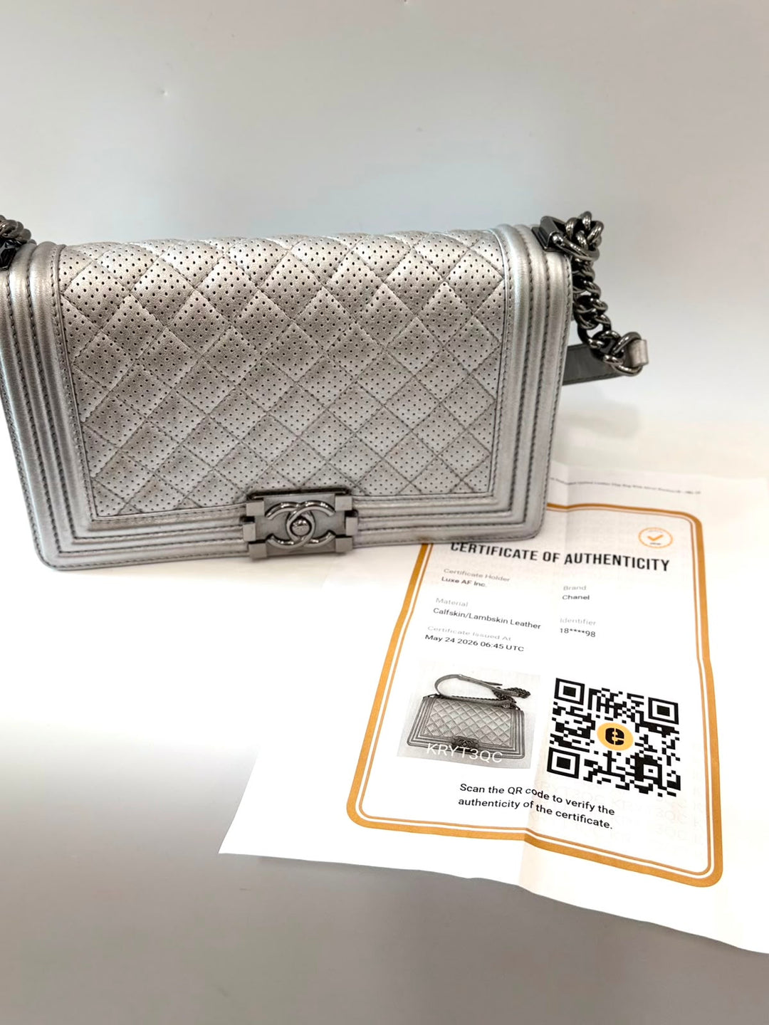 CHANEL PERFORATED QUILTED LEATHER NEW MEDIUM BOY BAG