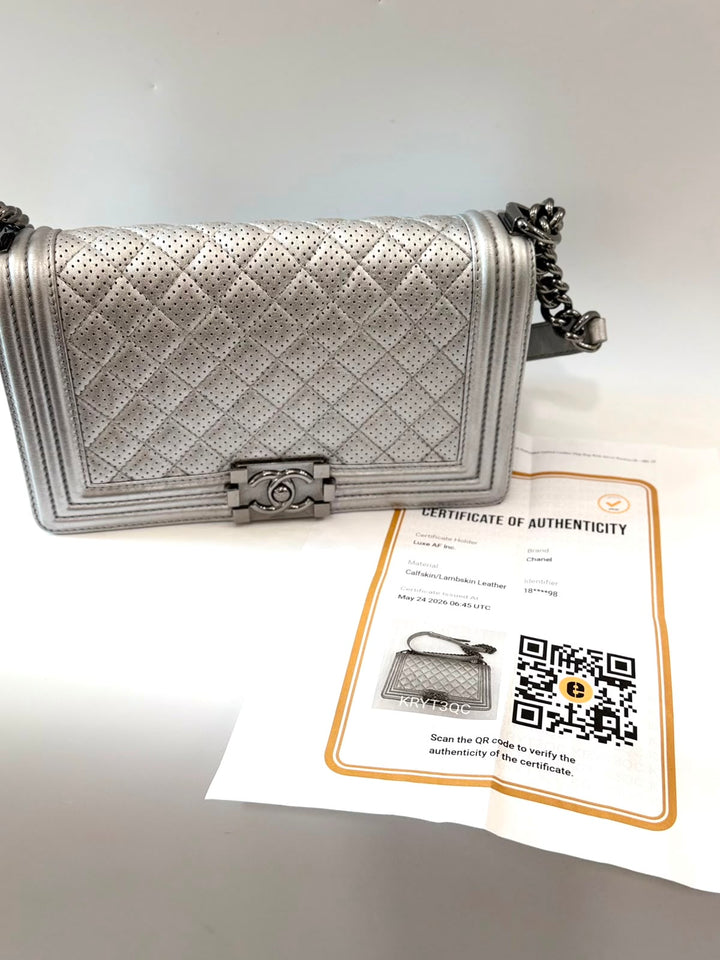 CHANEL PERFORATED QUILTED LEATHER NEW MEDIUM BOY BAG