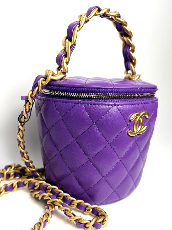 CHANEL QUILTED LAMBSKIN LEATHER AFTERNOON TEA VANITY BAG