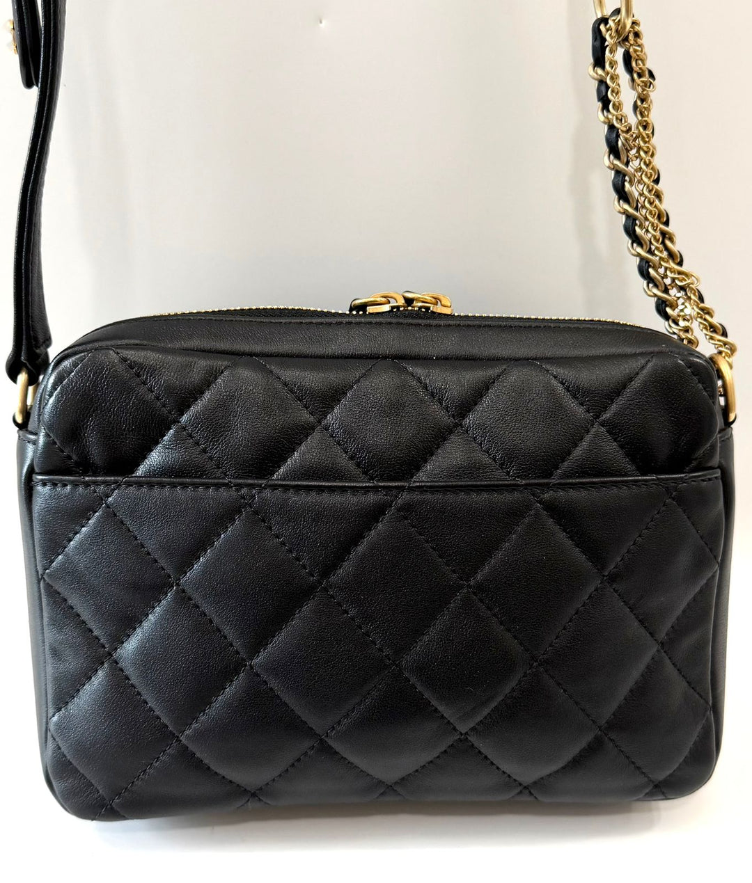 CHANEL QUILTED CALFSKIN DOUBLE POCKET LARGE CAMERA BAG