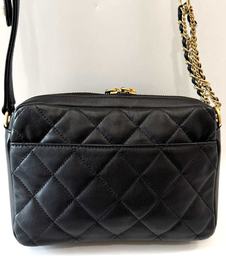 CHANEL QUILTED CALFSKIN DOUBLE POCKET LARGE CAMERA BAG