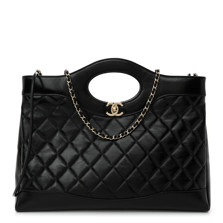 CHANEL SHINY LAMBSKIN QUILTED 31 SHOPPING TOTE BAG