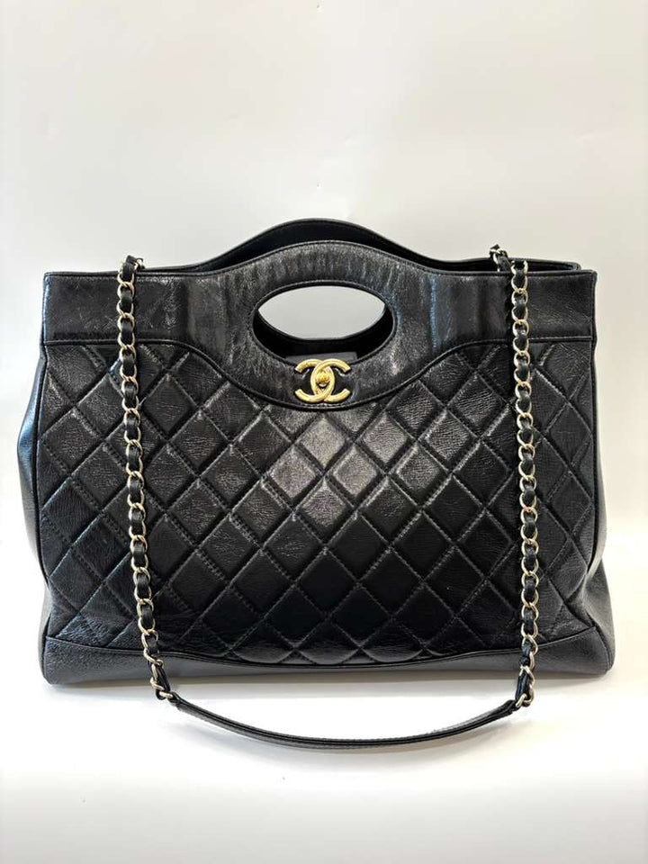 CHANEL SHINY LAMBSKIN QUILTED 31 SHOPPING TOTE BAG