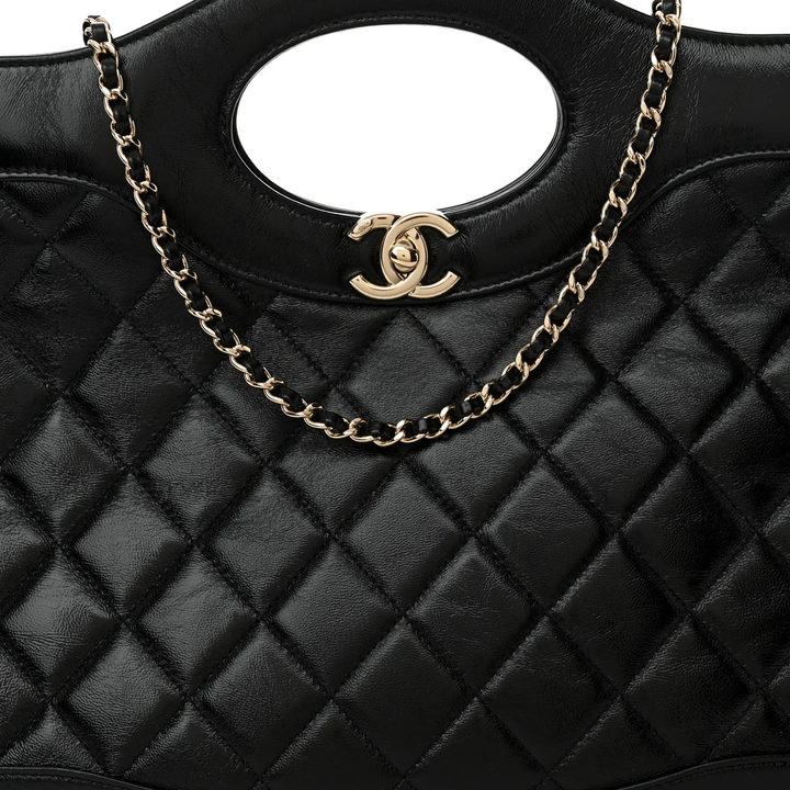 CHANEL SHINY LAMBSKIN QUILTED 31 SHOPPING TOTE BAG
