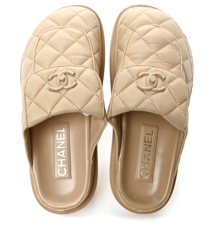 CHANEL TURNLOCK QUILTED MULES