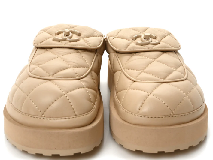 CHANEL TURNLOCK QUILTED MULES