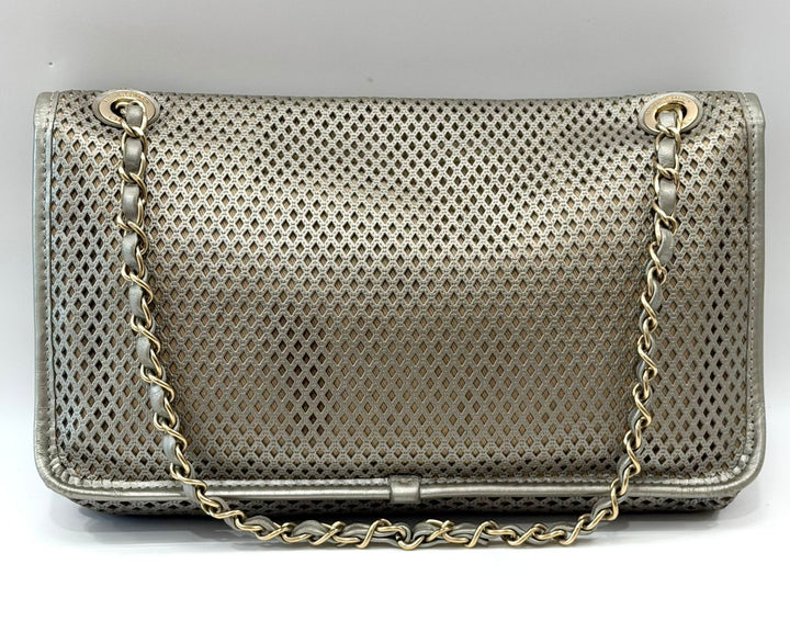 CHANEL UP IN THE AIR FLAP PERFORATED LAMBSKIN LEATHER SHOULDER BAG