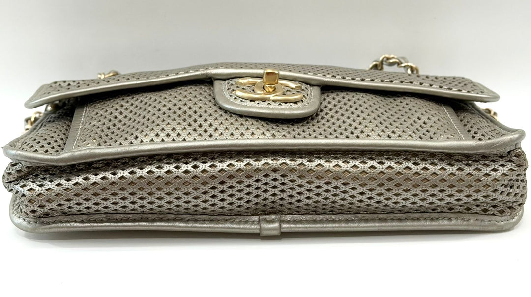 CHANEL UP IN THE AIR FLAP PERFORATED LAMBSKIN LEATHER SHOULDER BAG