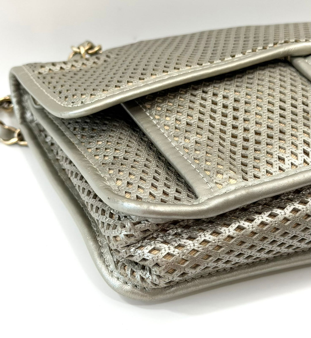 CHANEL UP IN THE AIR FLAP PERFORATED LAMBSKIN LEATHER SHOULDER BAG