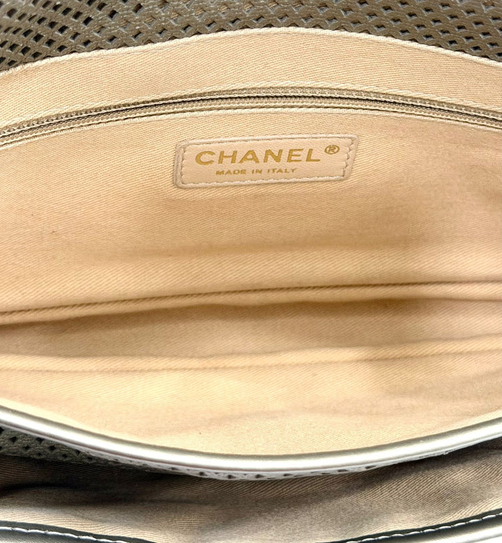 CHANEL UP IN THE AIR FLAP PERFORATED LAMBSKIN LEATHER SHOULDER BAG