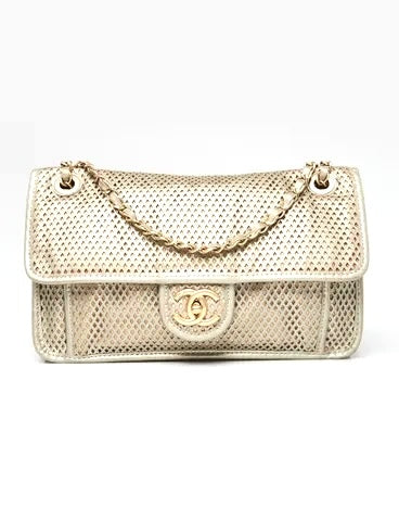 CHANEL UP IN THE AIR FLAP PERFORATED LAMBSKIN LEATHER SHOULDER BAG