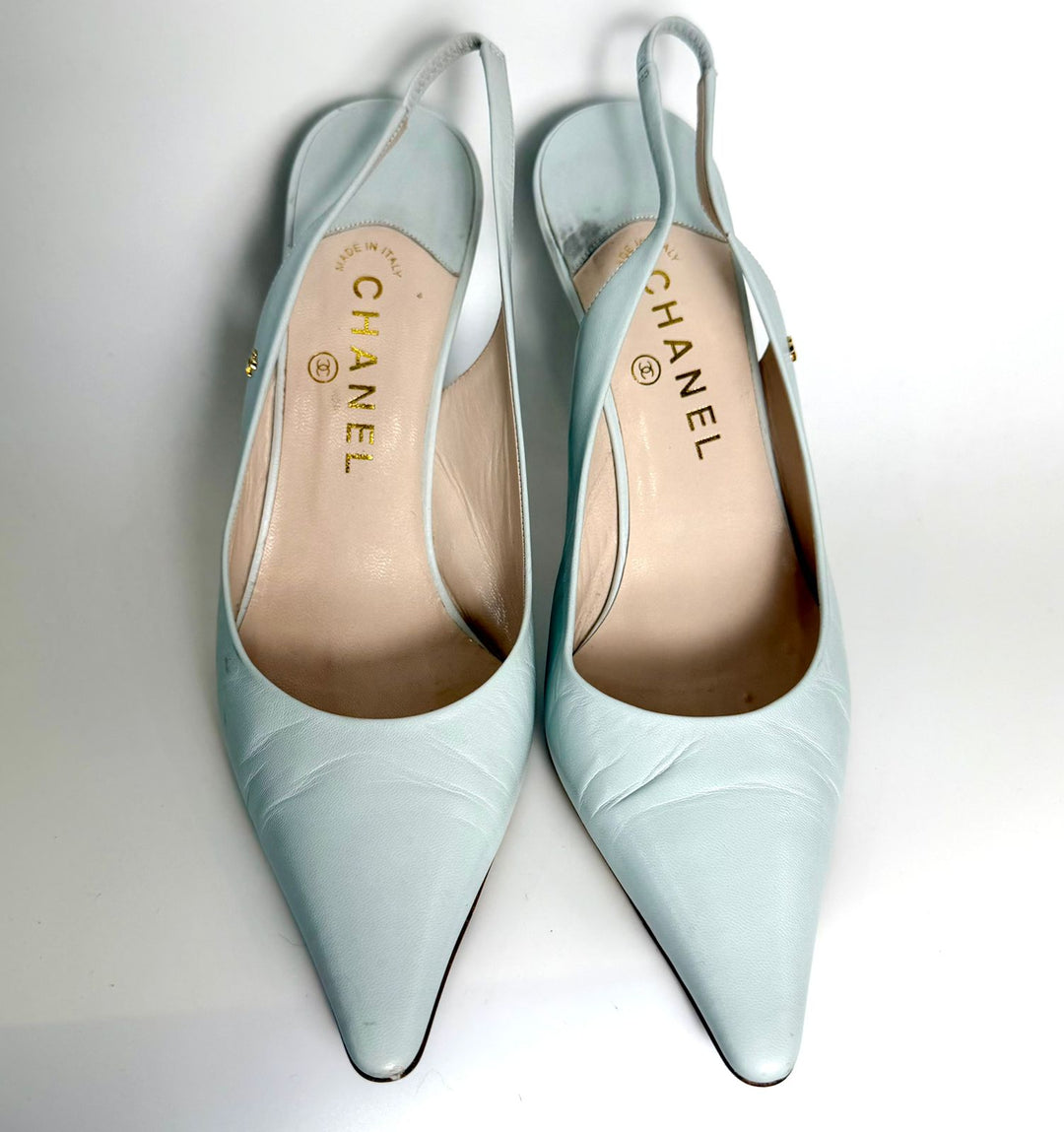 CHANEL VINTAGE LAMBSKIN LEATHER SLINGBACK PUMPS
