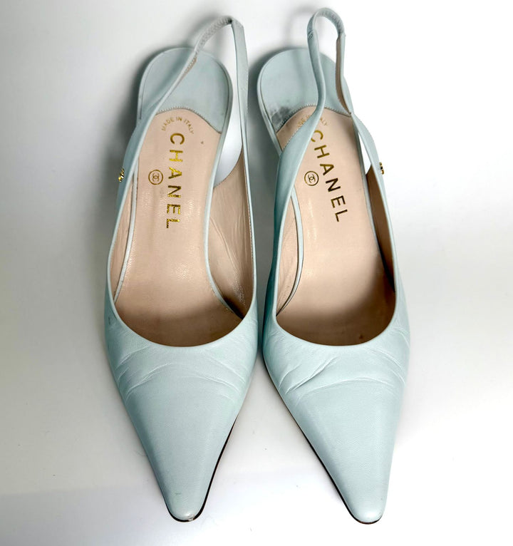 CHANEL VINTAGE LAMBSKIN LEATHER SLINGBACK PUMPS