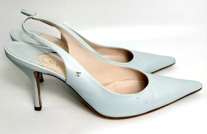 CHANEL VINTAGE LAMBSKIN LEATHER SLINGBACK PUMPS