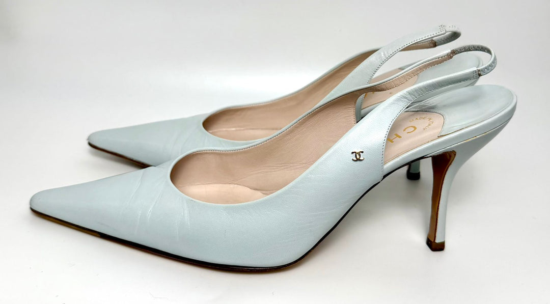 CHANEL VINTAGE LAMBSKIN LEATHER SLINGBACK PUMPS