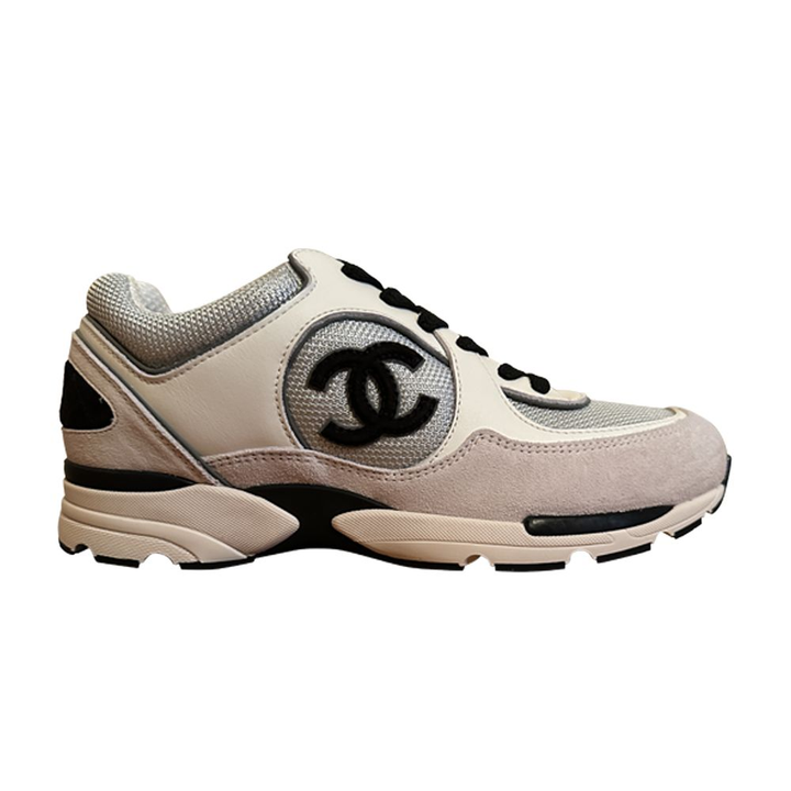 CHANEL CALFSKIN FABRIC WOMENS CC SNEAKERS