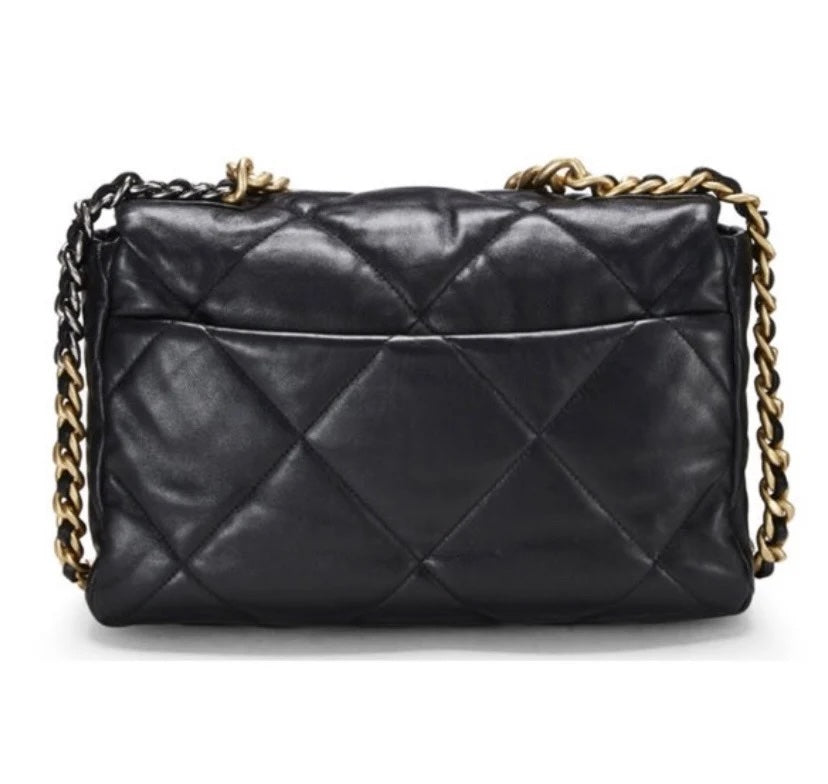 CHANEL LAMBSKIN QUILTED CHANEL 19 FLAP MEDIUM CROSSBODY BAG