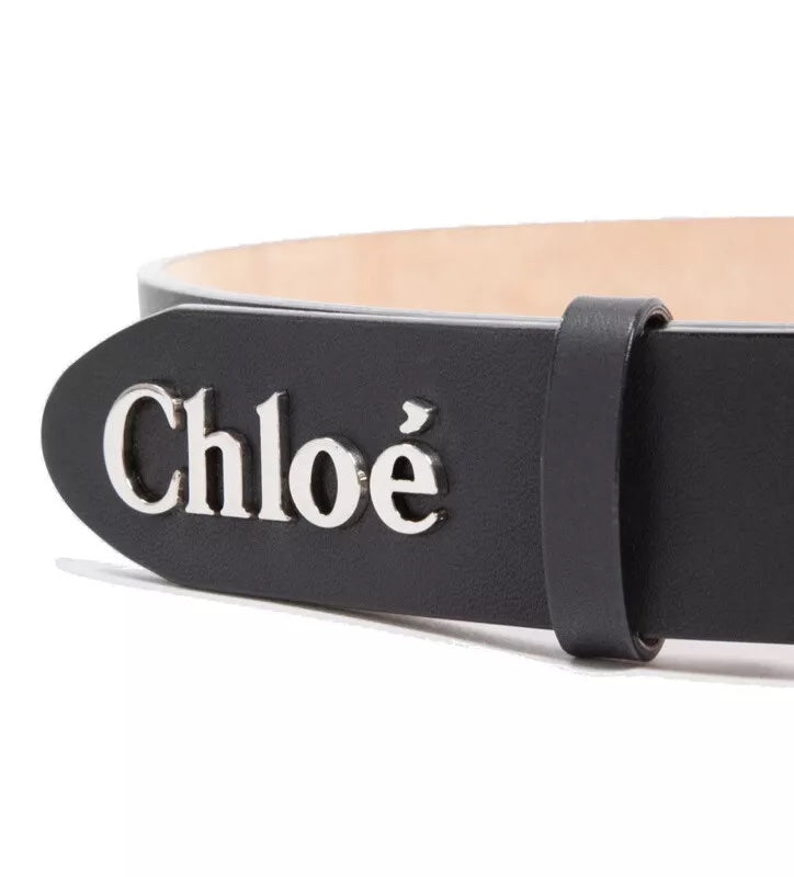 CHLOÉ LOGO PLAQUE LEATHER BELT