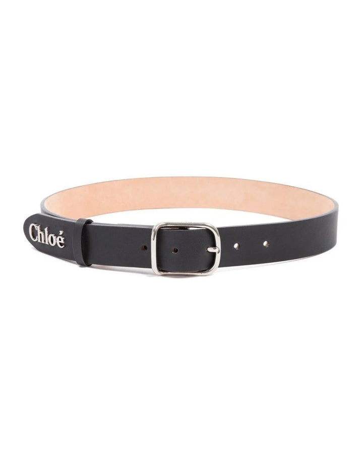CHLOÉ LOGO PLAQUE LEATHER BELT