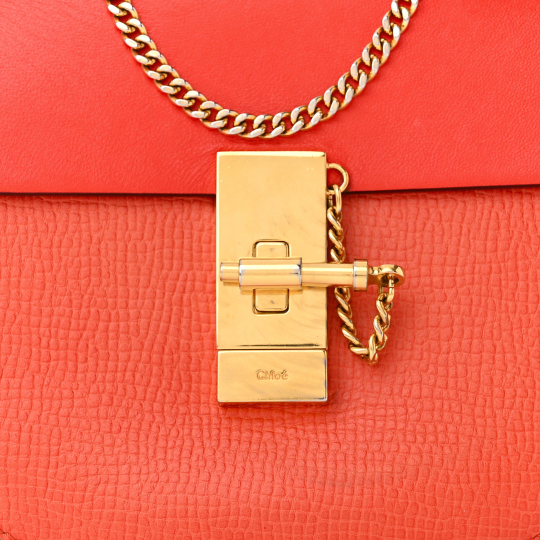 CHLOÉ GRAINED LAMBSKIN LEATHER MINI DREW SHOULDER BAG