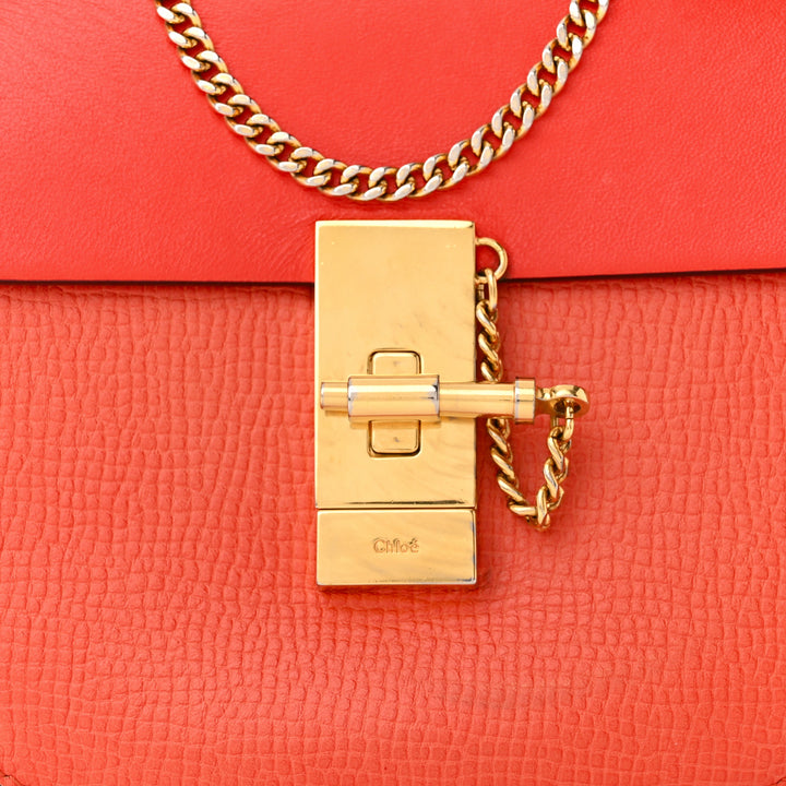 CHLOÉ GRAINED LAMBSKIN LEATHER MINI DREW SHOULDER BAG