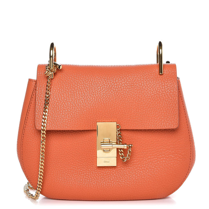 CHLOÉ GRAINED LAMBSKIN LEATHER MINI DREW SHOULDER BAG