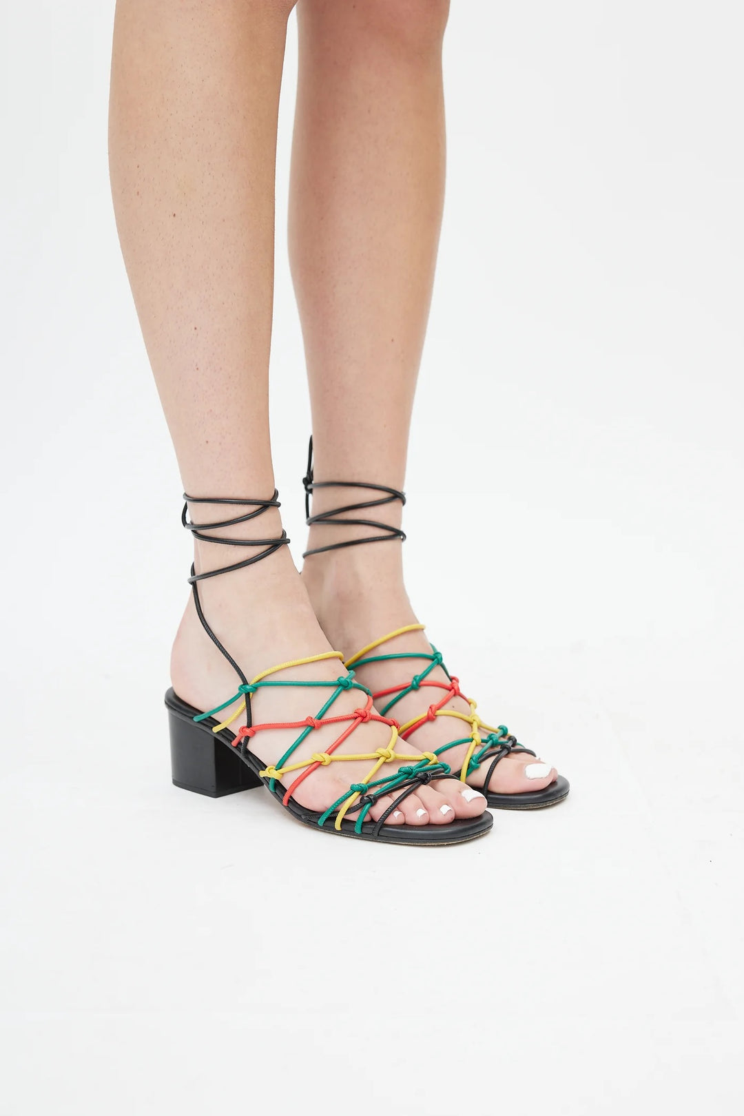 CHLOÉ JAMAICA LEATHER NET SANDALS